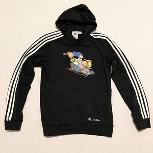 Adidas The Simpsons Homer Family Graphic Hoodie Black Sweater Hooded Mens Small